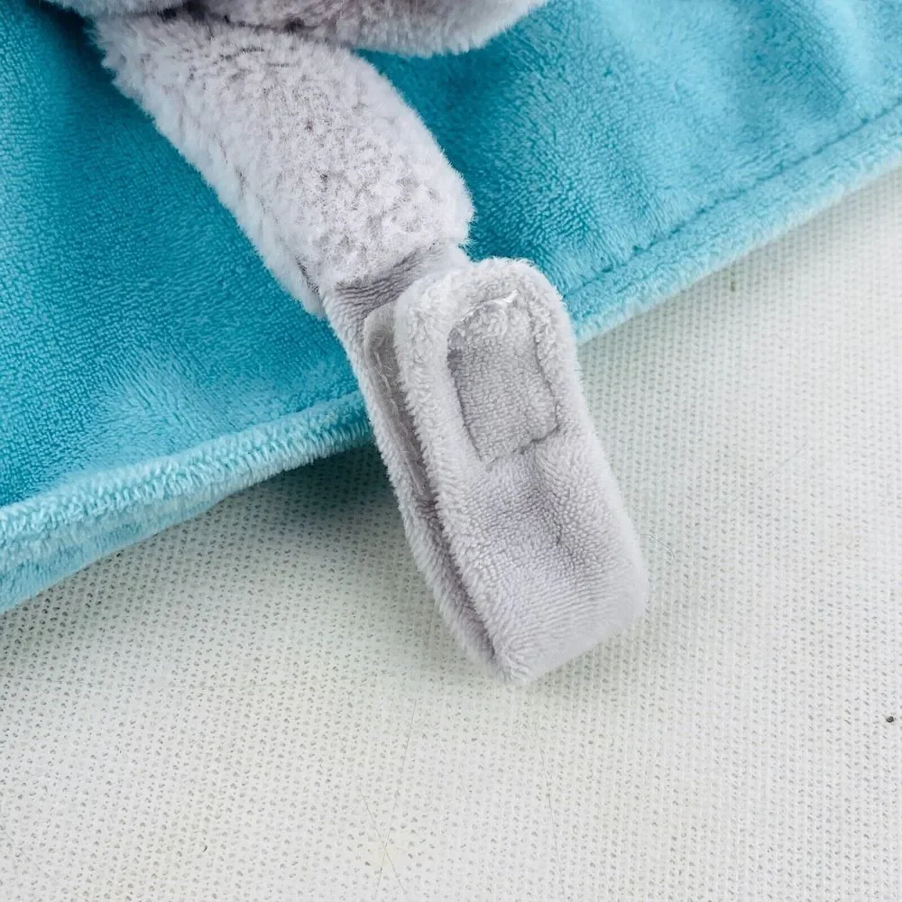 Carters Elephant Lovey‎ Aqua Blue Security Blanket Rattle 15x7 Knotted